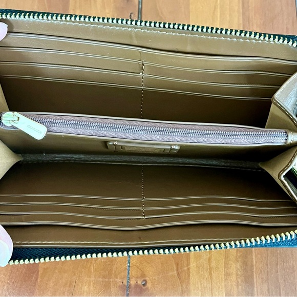 Coach Pac-Man Pacman Brown Accordion Signature Coated Canvas Zip Wallet #F75614 - Picture 9 of 13